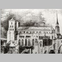 Avranches, cathedral, Avranches, image 18th century, Wikipedia (destroyed by the French Revolution), image abelard.org,.jpg